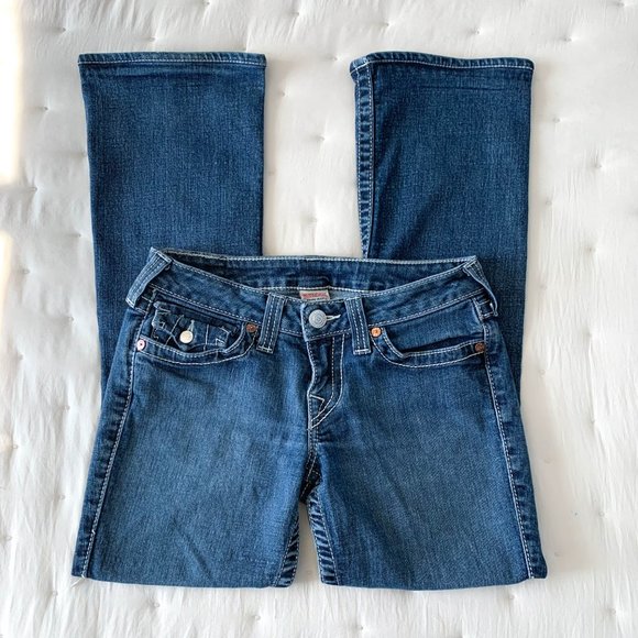 True religion low-rise boot medium wash jeans 27 - Picture 2 of 8